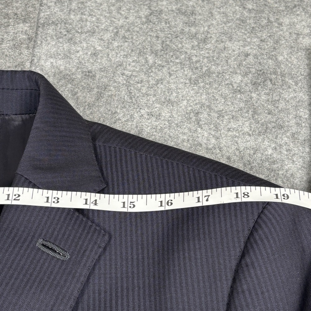 Peter Millar Dual Vent Notched Lapel 100% Wool Blue Pinstripe Blazer Jacket 40R - Picture 10 of 11